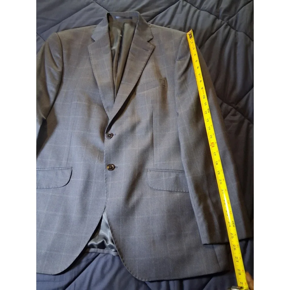 Charles Tyrwhitt Reda Super 110s Wool Slim Fit Blazer Blue Grey Windowpane 44R